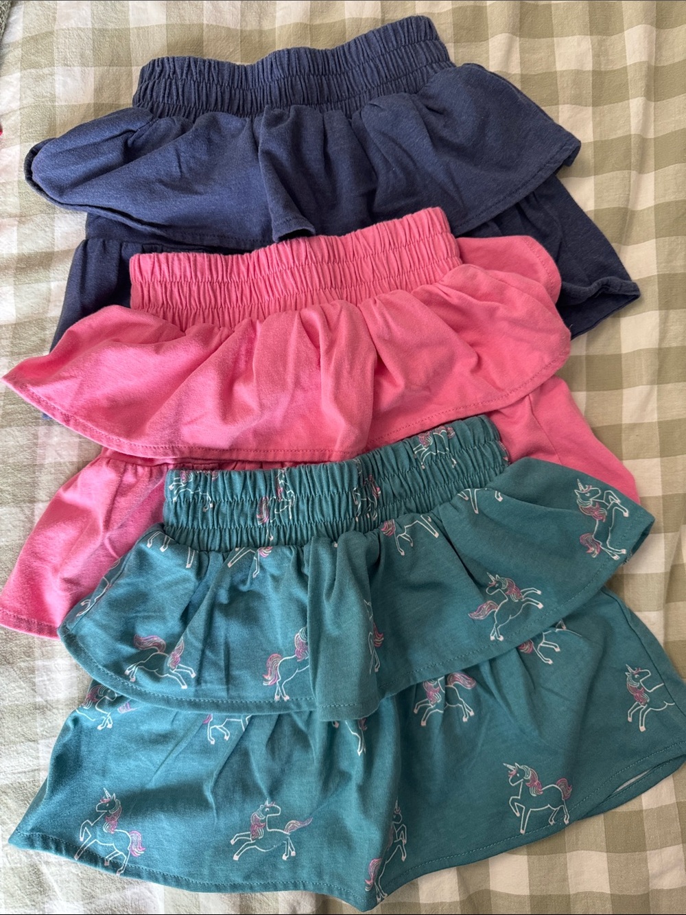 Ruffle Tiered Skirt Shorts 3T - Navy, Pink & Teal Unicorn